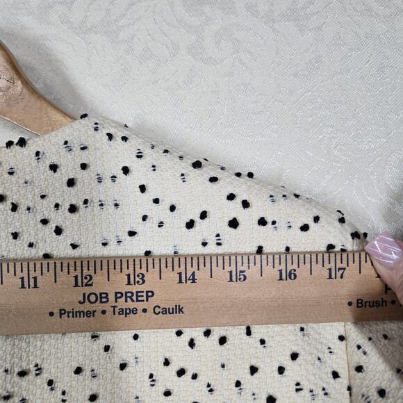 VTG Dana Buchman Wool Blend Jacket sz 14 Ivory Black Zip Up Front Made in Italy - Picture 13 of 15